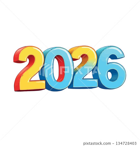Colorful 3d 2026 number representing new year calendar 134728403
