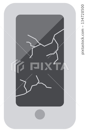 螢幕破裂的智慧型手機圖標 134728500