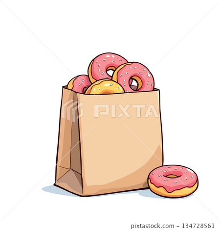 Vsai donuts in paper bag sweet pastry illustration 134728561