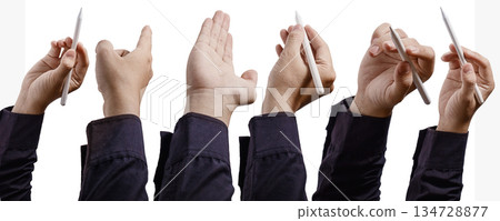Dynamic Hand Gestures of a Music Conductor with Baton. Human body gestures set background. High quality photo Dynamic Hand Gestures of a Music Conductor with Baton. Human body gestures set background. High quality photo 134728877