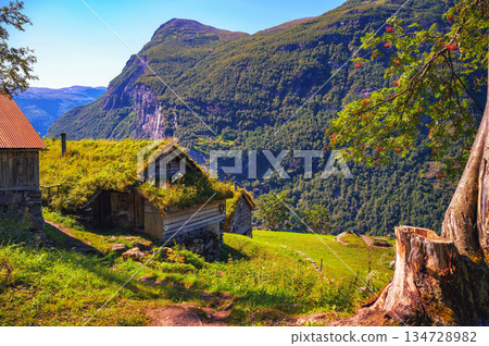 Historic Skagefla Mountain Farm Overlooking Geirangerfjord in Norway 134728982