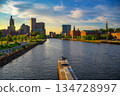 Providence River and Downtown at Sunset, Rhode Island, USA 134728997