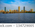 Boston Back Bay Skyline Across Charles River in Massachusetts, USA 134729005