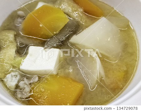 Pork miso soup with lots of ingredients Pork miso soup with lots of ingredients 134729078