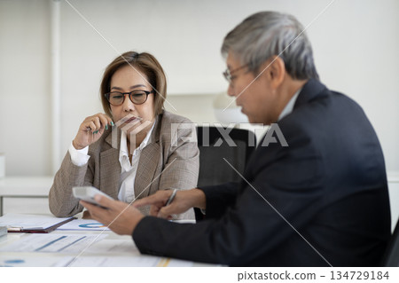 Business people in a team meeting work professionally at the office Business people in a team meeting work professionally at the office 134729184