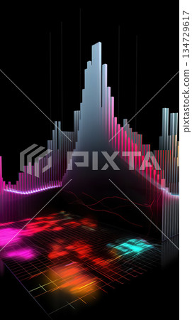 music sound spectrum colorful waveform, sonic wave frequency musical equalizer background, stylish wallpaper 134729617