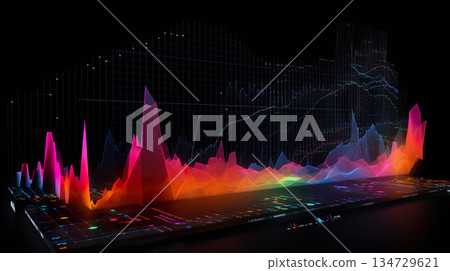 music sound spectrum colorful waveform, sonic wave frequency musical equalizer background, stylish wallpaper 134729621