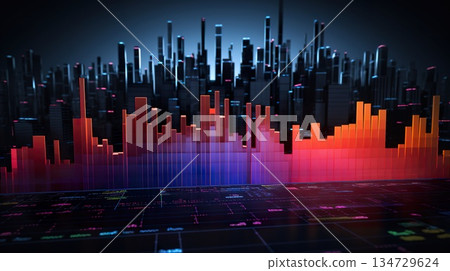music sound spectrum colorful waveform, sonic wave frequency musical equalizer background, stylish wallpaper 134729624