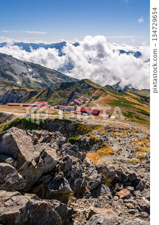 Hakuba Mountain Lodge seen from the summit of Mt. Hakuba Oike - Traverse of Mt. Hakuba in the Northern Alps Hakuba Mountain Lodge seen from the summit of Mt. Hakuba Oike - Traverse of Mt. Hakuba in the Northern Alps 134729654