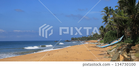 Paradise like beach scene near Galle, Sri Lanka. Paradise like beach scene near Galle, Sri Lanka. 134730100