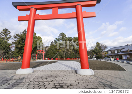 The large torii gate of Kamo Wakeikazuchi Shrine (Kamigamo Shrine) in winter 134730372