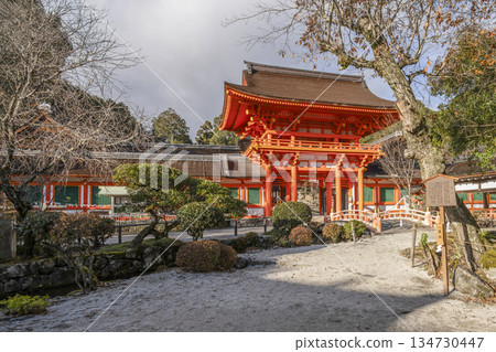 Kamo Wakeikazuchi Shrine (Kamigamo Shrine) Tower Gate in winter 134730447