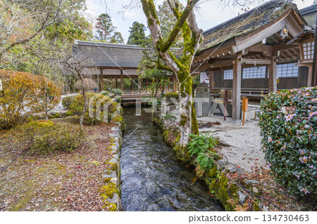 冬天的加茂和計一土神社（上賀茂神社）的橋殿 134730463