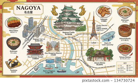 名古屋插圖地圖 名古屋插圖地圖 134730724