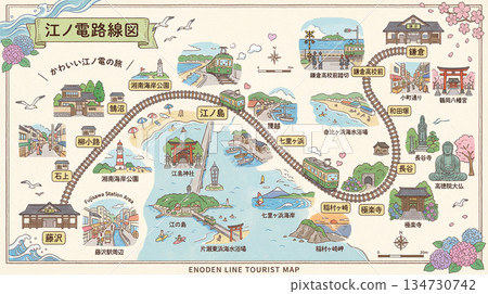 江之島電鐵路線圖(圖示) 江之島電鐵路線圖(圖示) 134730742