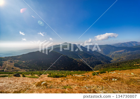 Autumn hiking trail on the ridge of Low Tatras mountains, Slovakia. Autumn hiking trail on the ridge of Low Tatras mountains, Slovakia. 134730807
