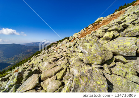 Autumn hiking trail on the ridge of Low Tatras mountains, Slovakia. Autumn hiking trail on the ridge of Low Tatras mountains, Slovakia. 134730809