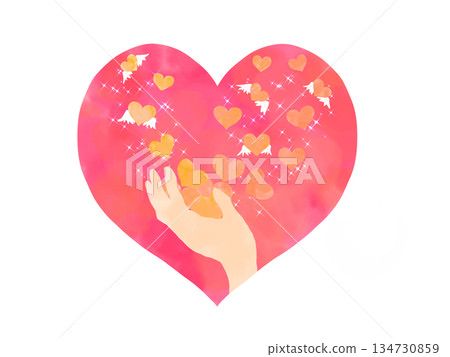 Watercolor style Valentine's Day heart gift / no text Watercolor style Valentine's Day heart gift / no text 134730859