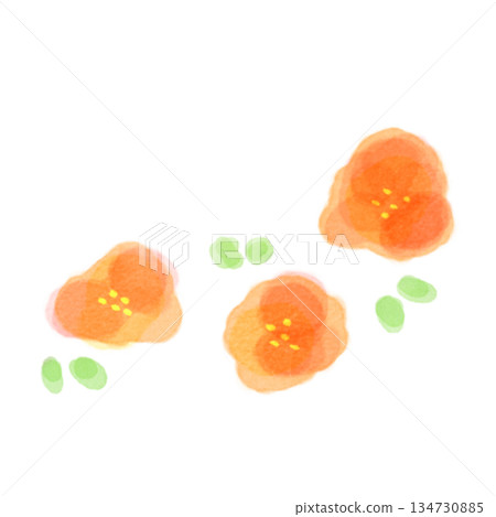 Simple watercolor red flower orange 134730885