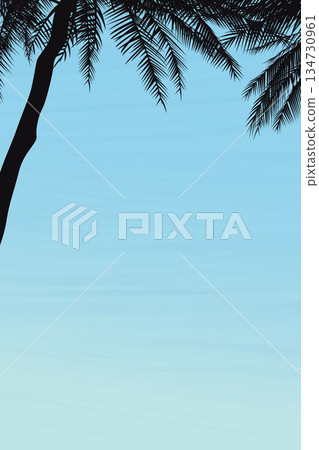 Silhouette palm trees with blue sky vertical background graphic illustration have blank space. 134730961