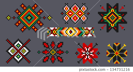 Ukrainian embroidery ornament set Ukrainian embroidery ornament set 134731216