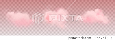Pink cloud set with realistic fluffy shapes Pink cloud set with realistic fluffy shapes 134731227