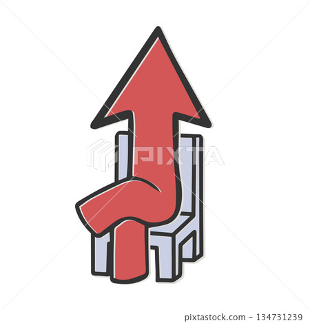 Waiting arrow illustration showing awaiting results or a pending state | Material showing pending, waiting for a decision, or waiting with ample time 134731239