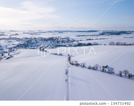 Aerial Winter Landscape in Czech Highlands Aerial Winter Landscape in Czech Highlands 134731492