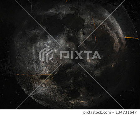 Full Moon Over Dark Ocean Fantasy Landscape 134731647