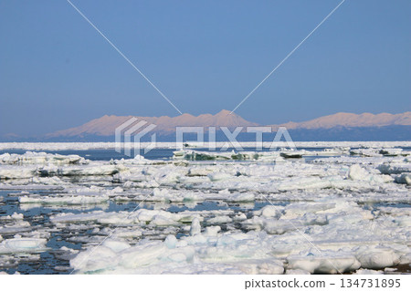 知床山脈和流冰 134731895