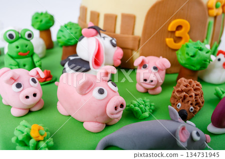 Animal Farm Cake Topper for Third Birthday Celebration 134731945