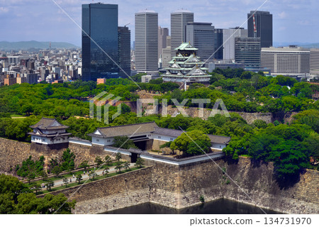 Osaka Castle and Bill Street 134731970