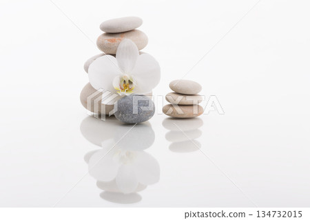 Zen Still Life with Stones and White Orchid 134732015