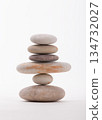 Zen Stone Balancing: Minimalist Rock Stack on White Background 134732027