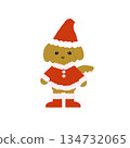 一幅描繪穿著聖誕老人服裝的狗狗的聖誕插畫 134732065