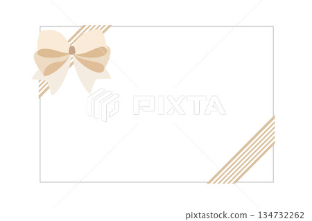 Gift card, ribbon, beige frame, message, present 134732262