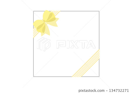 禮品卡、緞帶、黃色相框、留言、禮物 134732271