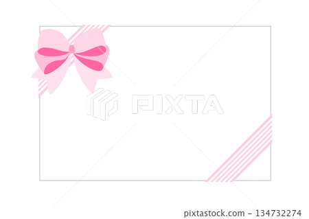 禮品卡絲帶粉紅色邊框留言禮物時尚可愛向量圖 134732274