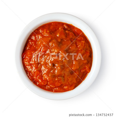 Ajvar red pepper and eggplant relish dipping sauce 134732437