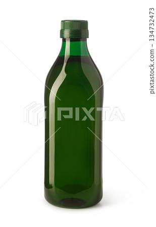 Green bottle with cooking oil or liquid on white background Green bottle with cooking oil or liquid on white background 134732473