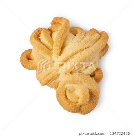Butter cookie baked isolated on white background 134732496