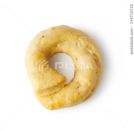 Tarallo italian savory snack top view white background Tarallo italian savory snack top view white background 134732518