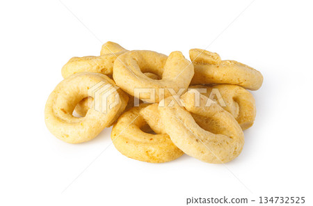 Taralli ring biscuits, traditional italian snack food Taralli ring biscuits, traditional italian snack food 134732525