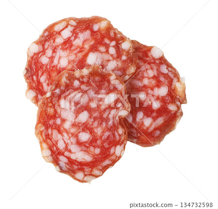 Salami slices cured meat appetizer food product Salami slices cured meat appetizer food product 134732598