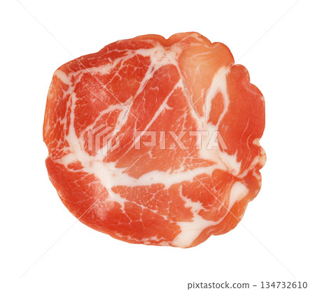 Sliced coppa cured meat isolated on white Sliced coppa cured meat isolated on white 134732610