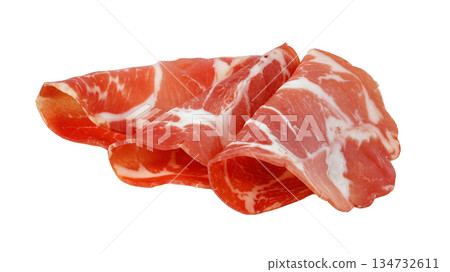 Sliced coppa meat on white background 134732611