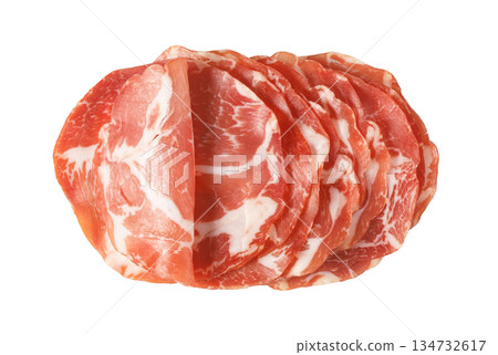 Sliced coppa cured pork charcuterie meat Sliced coppa cured pork charcuterie meat 134732617