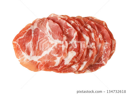 Slices of coppa cured pork meat Slices of coppa cured pork meat 134732618