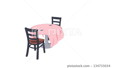 Simple chair and table illustration Simple chair and table illustration 134733034