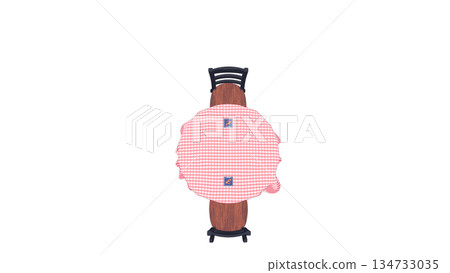 Simple chair and table illustration from above 134733035